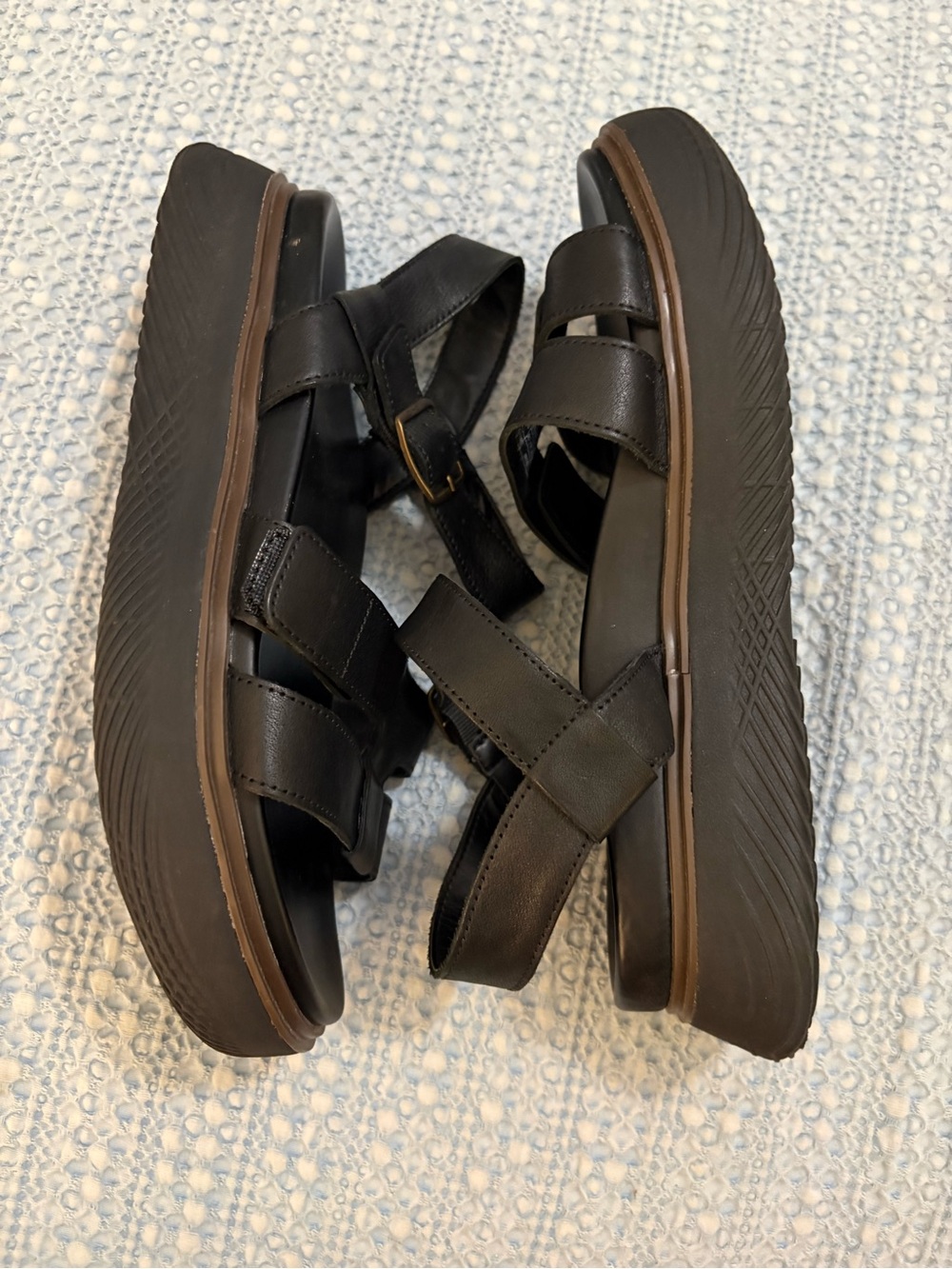 Vionic Solana Black Leather Strappy Platform Sandals Size 9.5 - Picture 6 of 13